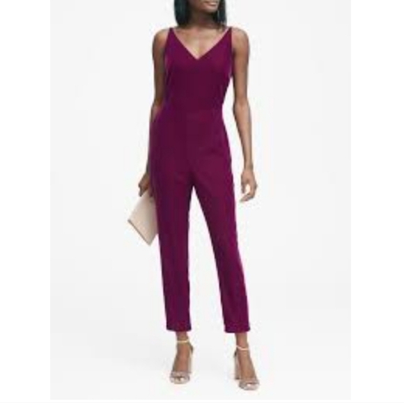 Banana Republic Velvet Cropped Jumpsuit 12 - Picture 1 of 14